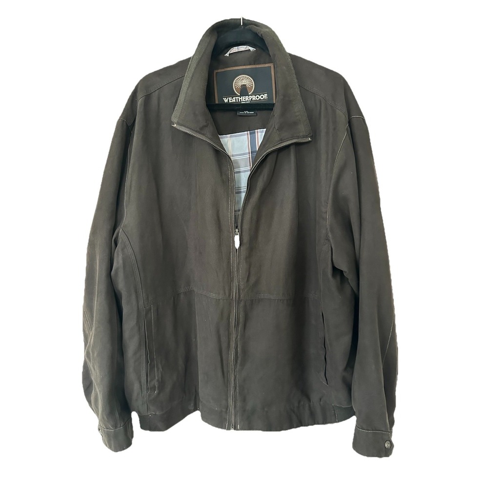 VTG 1990's Weatherproof Brand Dark Brown Microfiber Bomber Jacket Men's Size XXL